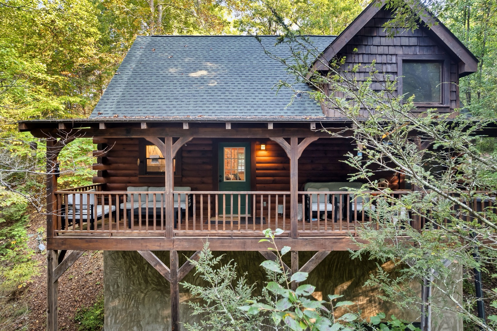 Elevated deck with forest view